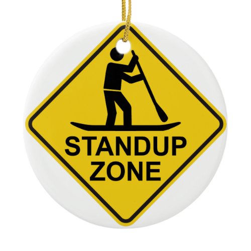 Standup Paddleboarding Zone Road Sign Ceramic Ornament