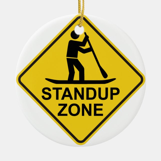Standup Paddleboarding Zone Road Sign Ceramic Ornament (Front)