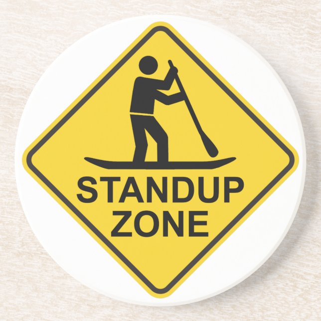 Standup Paddleboarding Zone Road Sign Drink Coaster (Front)