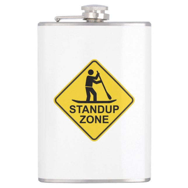 Standup Paddleboarding Zone Road Sign Flask (Front)