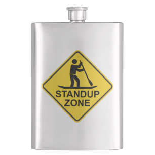Standup Paddleboarding Zone Road Sign Flask