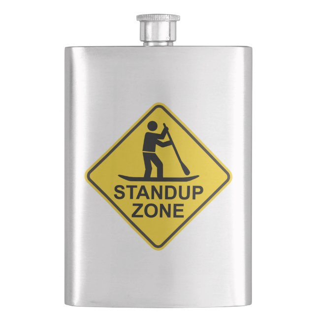Standup Paddleboarding Zone Road Sign Flask (Front)