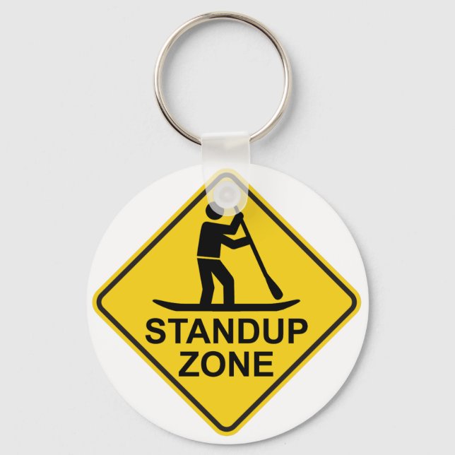 Standup Paddleboarding Zone Road Sign Keychain (Front)