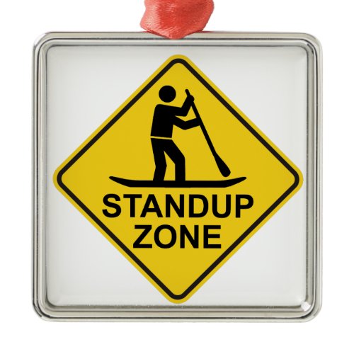Standup Paddleboarding Zone Road Sign Metal Ornament