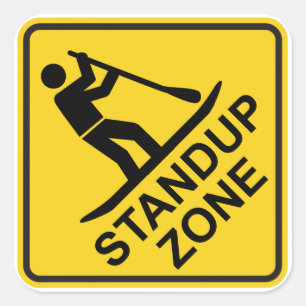 Standup Paddleboarding Zone Road Sign Square Sticker