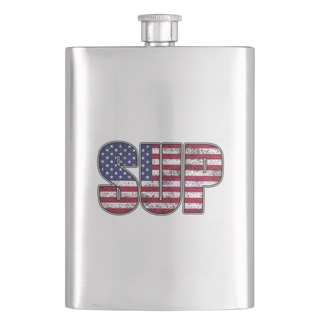 Standup Paddling SUP American Flag Flask (Front)