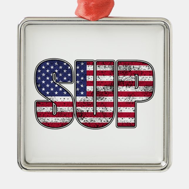 Standup Paddling SUP American Flag Metal Ornament (Front)