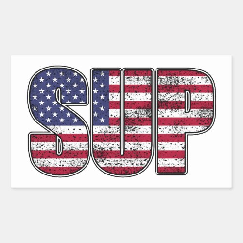 Standup Paddling SUP American Flag Rectangular Sticker