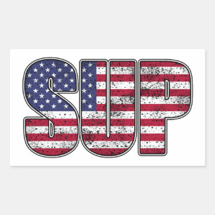 Standup Paddling SUP American Flag Rectangular Sticker