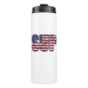 Standup Paddling SUP American Flag Thermal Tumbler