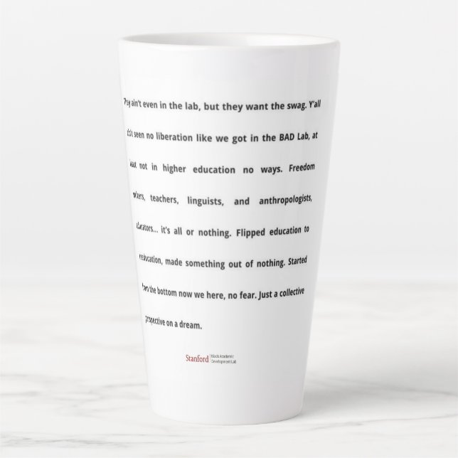 Stanford BAD Lab - Group Poem Latte Mug (Front)
