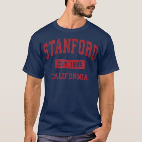 Stanford California CA Vintage Sports Design Red D T_Shirt
