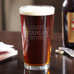 Stanford Groomsmen Wedding Pint Glass<br><div class="desc">Etched with the title of groomsmen, best man, father of the groom, or whomever you wish, along with their name, and the date of the wedding, our Stanford personalized pint glass is a cool wedding gift. All they have to do is make sure they show up on the big day,...</div>