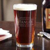 Stanford Groomsmen Wedding Pint Glass (Front)
