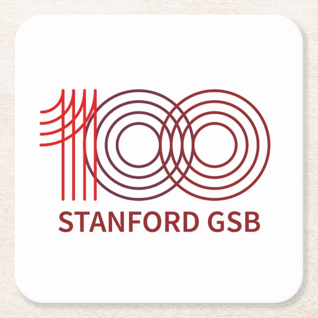 Stanford GSB 100th Anniversary Logo Square Paper Coaster (Front)