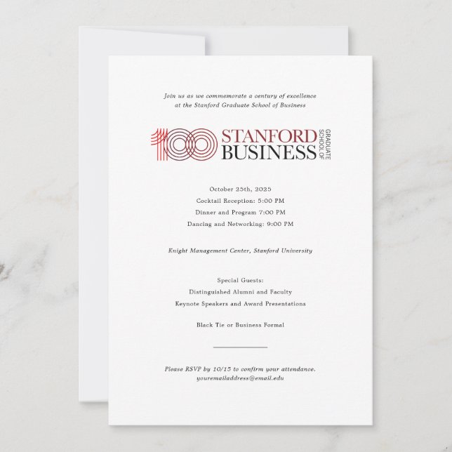Stanford GSB Centennial Celebration Invitation (Front)