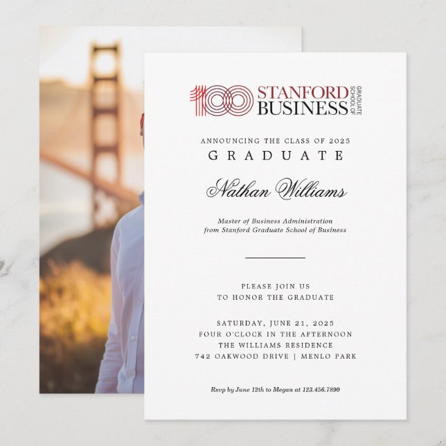 Stanford GSB Custom Graduation Photo Announcement (Front/Back)