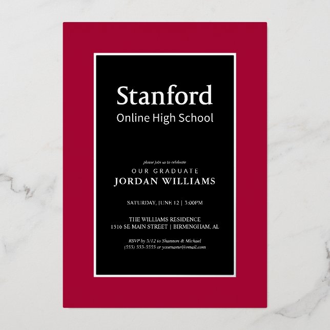 Stanford Online High School Graduate Foil Invitation (Front)