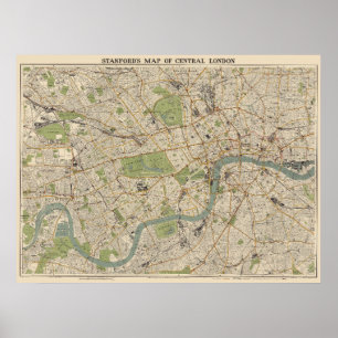 Stanford’s Map of Central London - 1942 London Map Poster
