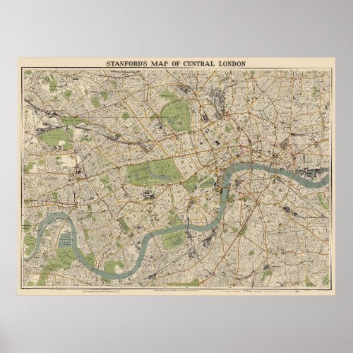 Stanfords Map of Central London _ 1942 London Map Poster