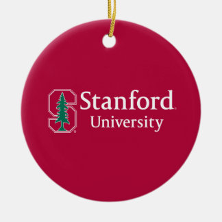 Stanford University with Cardinal Block "S" & Tree Ceramic Ornament