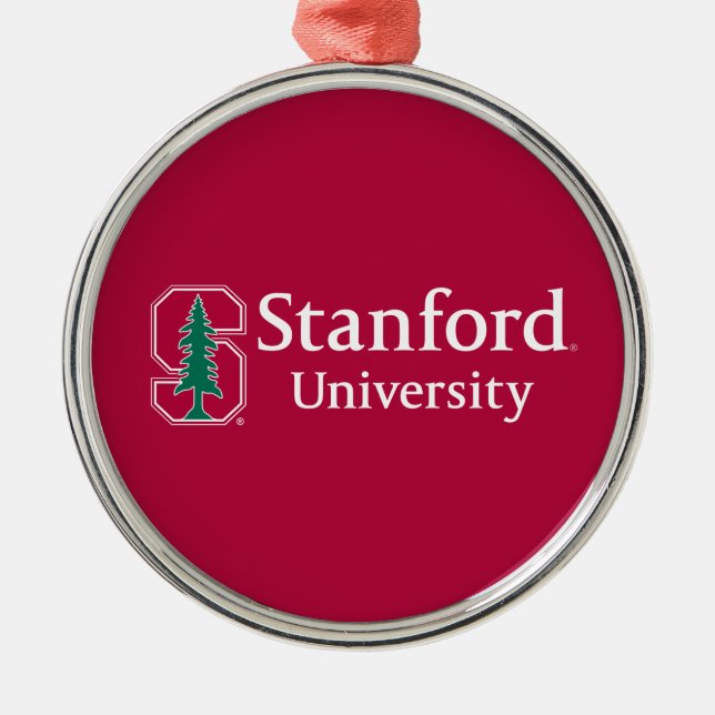 Stanford University with Cardinal Block "S" & Tree Metal Ornament (Front)