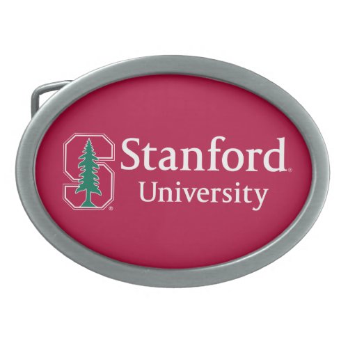 Stanford University with Cardinal Block S  Tree Oval Belt Buckle