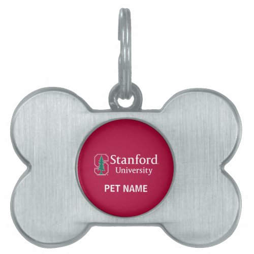 Stanford University with Cardinal Block S  Tree Pet Name Tag