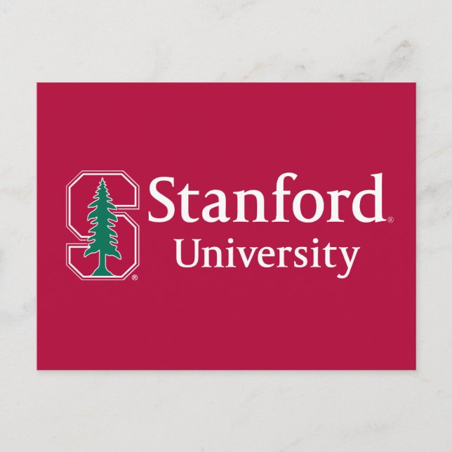 Stanford University with Cardinal Block "S" & Tree Postcard (Front)
