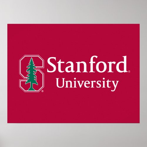 Stanford University with Cardinal Block S  Tree Poster
