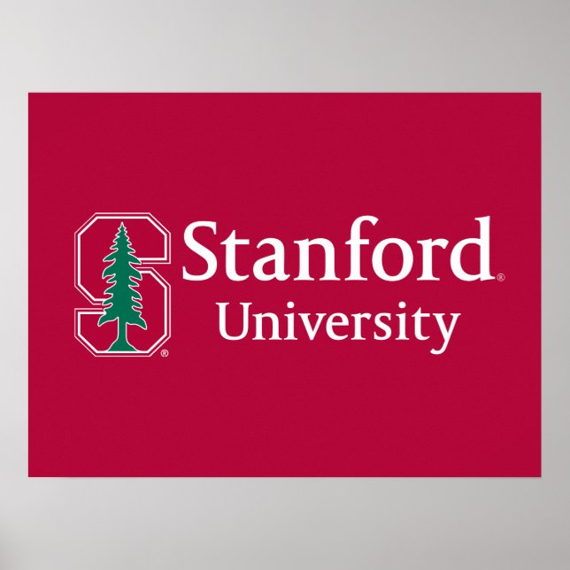 Stanford University with Cardinal Block "S" & Tree Poster (Front)