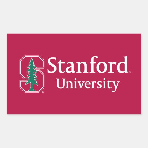Stanford University with Cardinal Block S  Tree Rectangular Sticker