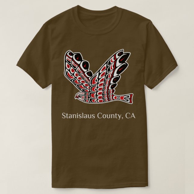 Stanislaus County Redailed Hawk Native American Bi T-Shirt (Design Front)