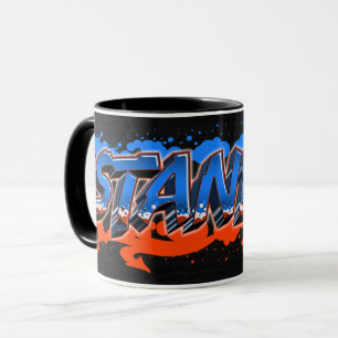 Stanley first name graffiti blue orange mug
