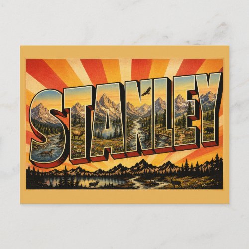 Stanley Idaho Alpine Peaks River Valley Art Postcard