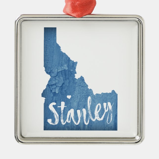 Stanley Idaho Wood Grain Metal Ornament (Front)
