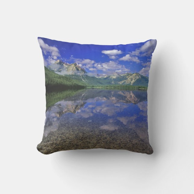 Stanley Lake in the Sawtooth Mountains of Idaho Throw Pillow (Front)