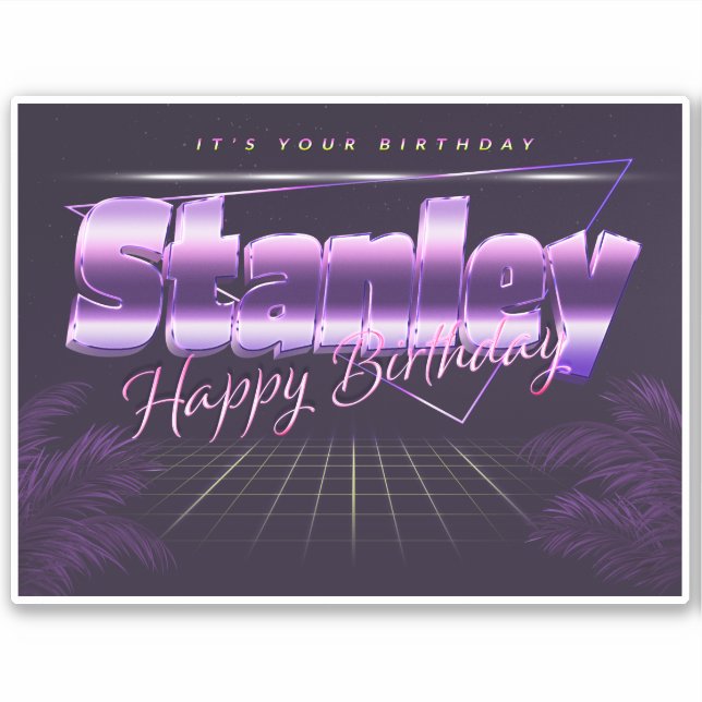 Stanley Name First name lila retro Sticker Birthda (Front)