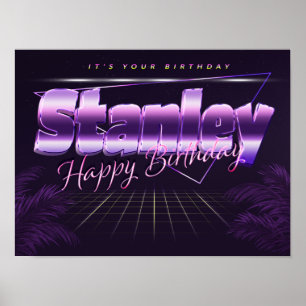 Stanley Name Vorname lila retro Poster Geburtstag