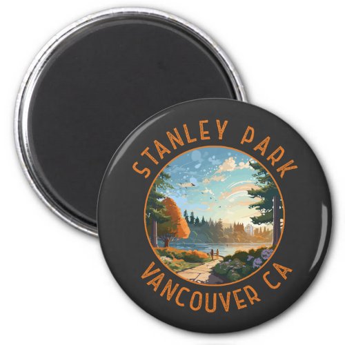 Stanley Park Vancouver Canada Retro Distressed Art Magnet