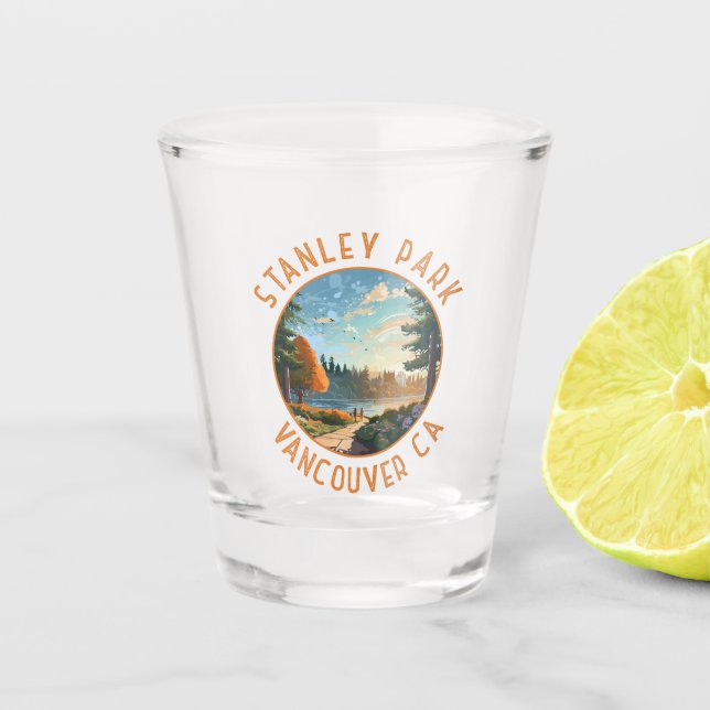 Stanley Park Vancouver Canada Retro Distressed Art Shot Glass (Front)