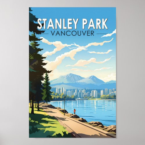 Stanley Park Vancouver Canada Travel Art Vintage Poster