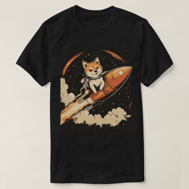 Stanley Shiba Inu on a Rocket T-Shirt (Design Front)