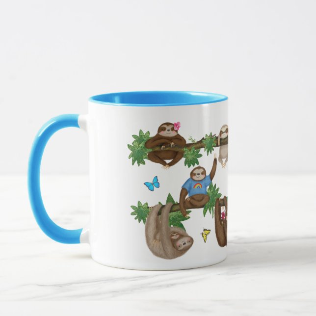 Stanley Sloth blue 'enjoying a lazy cuppa' mug (Left)