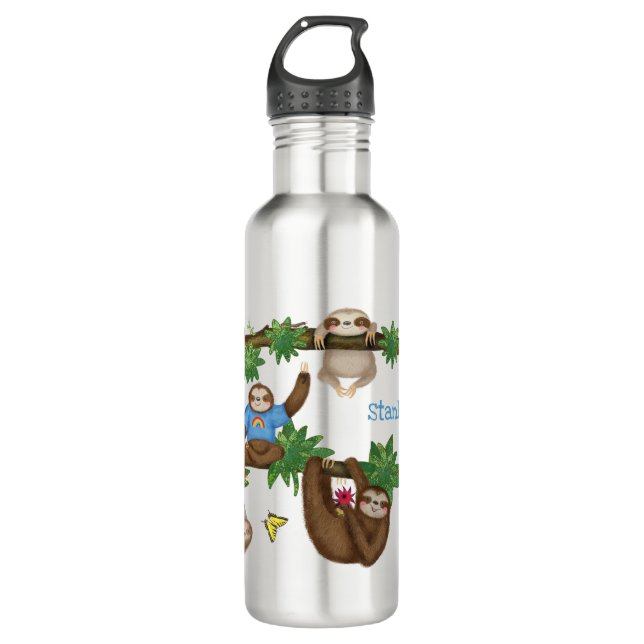 Stanley Sloth blue personalized water bottle (Front)