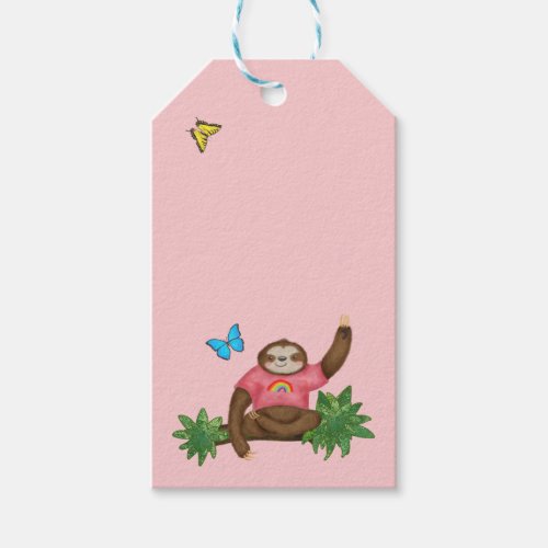 Stanley Sloth  friends pink gift tag