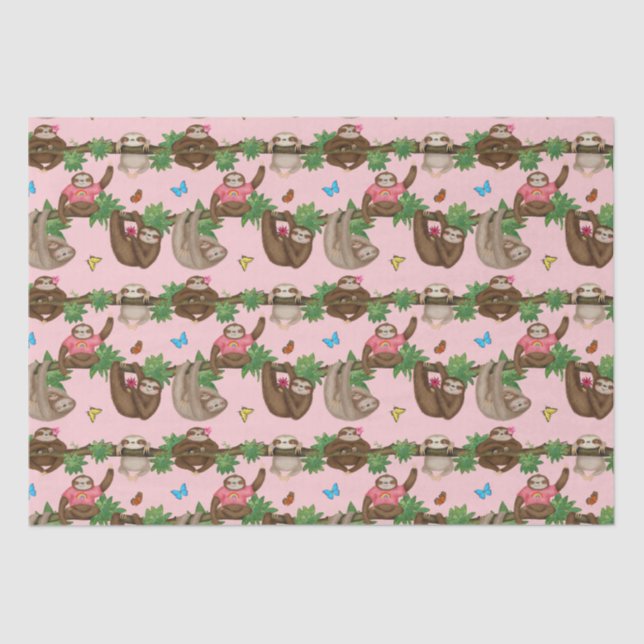 Stanley Sloth & friends pink tissue paper (Front)