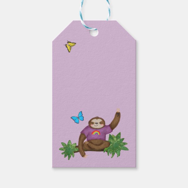Stanley Sloth & friends purple gift tag (Front)