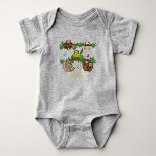 Stanley Sloth personalized green baby bodysuit