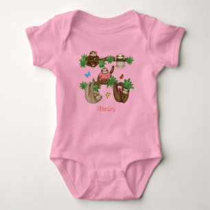 Stanley Sloth personalized pink baby bodysuit